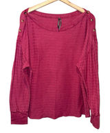 By Anthropologie‎ Top Women XL Dolman Sleeve Boat Neck Pink Textured Long Sleeve Photo 0