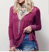 Free People Affogato Hacci Henley Linen Blend Top long sleeve lightweight S Photo 0