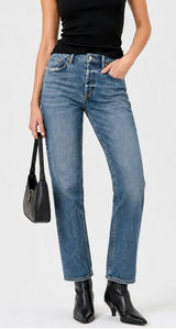 Agolde High Rise Riley Crop Jeans in Moor Womens 24 Clean Girl Quiet Luxury Photo 0