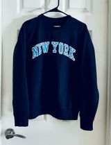 Navy Blue "New York" Crewneck Sweatshirt - Women's Sweater Photo 0