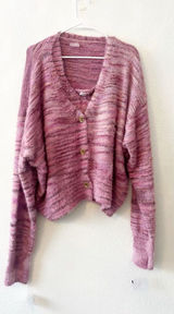 New Free People Movement Large‎ Fuzzy Sweater Cardigan Tank Pink Photo 0