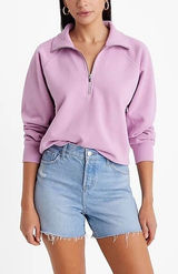 Express Womens Lavender Purple Fleece Quarter Zip Pullover Sweatshirt XL NWT Photo 0