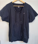 Nike Black Top Womens S Short Sleeve V Neck Drawstring‎ Pocket Casual Comfy Photo 0