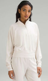 Lululemon Ready to Rulu Half-Zip Pullover White Opal Cropped Athletic Women's 2 Photo 0