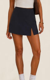 Aritzia Sunday Best Tatiana Mini Skirt Navy Preppy Size 6 NWT Photo 0
