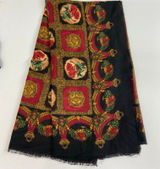 Women's vintage black rose renaissance fruit fringe lightweight fashion scarf‎ Photo 0