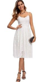 NEW White Lace Dress Cocktail Formal Wedding Graduation M Photo 0