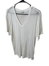 Anine Bing Lili V-Neck‎ Tee White Micromodal Cashmere Blend Short Sleeve Small Photo 0