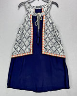 THML Dress Small Navy Blue & White Halter Short Boho Festival Beach Cruise Photo 0