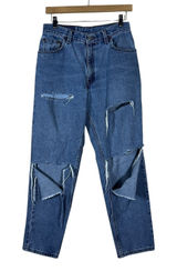 Levi's 550 Relaxed Fit Distressed Tapered Leg Jeans Blue Grunge 90s Size 10 PET Photo 0