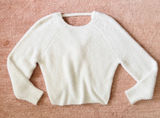 American Eagle Soft Fuzzy Sweater Cream Long Sleeve Twist Back Pullover Size S Photo 0