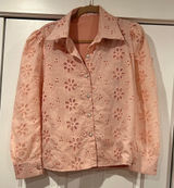 Free People Pink Floral Eyelet Blouse‎ medium Photo 0