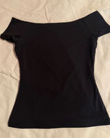 Unbranded Black Off The Shoulder‎ Short Sleeve Boat Neck Slim Fit Top Small Photo 0