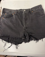 Levis 501 Original High Rise Cut Off Denim Shorts Washed Black Gray W33 Photo 0