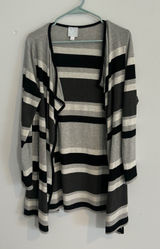 Sunday Open Front Cardigan Striped‎ Lightweight Sweater Knit Cover Up Large Photo 0
