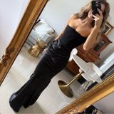 New HOUSE OF CB PERSEPHONE Black satin Strapless Dress Size S Photo 0