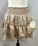 Altar’d state mocha and white ditsy floral layered ruffle mini skirt medium NWT Photo 0