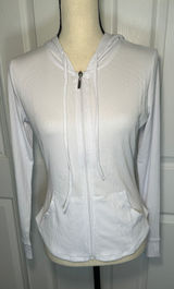Lululemon Ribbed Full Zip Hoodie 10 White Slim‎ Fit Activewear Long Sleeve READ Photo 0