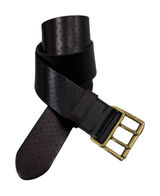 Lauren Ralph Lauren Belt Womens M Brown Leather Perforated Double Prong Buckle Photo 0