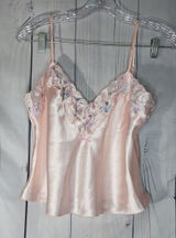 Shirley of Hollywood Vintage Coquette Y2K Silky Pink Lace Trim Camisole Top Photo 0