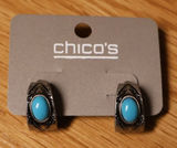 Chicos Turquoise Silver Tone Earrings Boho Southwestern NWT Classic Festival Photo 0