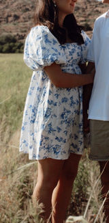 Blue Floral Dress Size M Photo 0