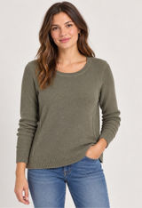 Madewell Women’s Medium Olive Green Textured Knit Crew Neck Sweater Cotton Blend Photo 0
