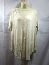 Old Navy Luxe Womens Shirt Top Plus Size 1X Short Sleeve V-Neck Sparkle Beige Gold NWT Photo 0