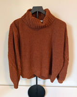 Pink Rose Large Cozy Women's Rust Turtleneck Sweater Photo 0