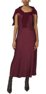 MSK Zinfandel Burgundy Satin Slip Maxi Dress Small 93347190AM Adjustable Straps Photo 0