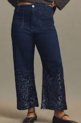 Anthropologie Maeve The Colette Embellished‎ Sequin Wide-Leg Jeans 16W NWT Photo 0