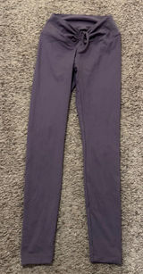 PINK Active High Rise Leggings Purple‎ Ruched Waist Drawstring Size S NWOT Photo 0