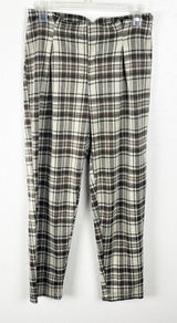 FREE PEOPLE Brown Cream Plaid High Rise Trouser Pants XS Boho Preppy Casual Photo 0