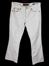 Calvin‎ Klein Women's Sz 2 White Denim Jeans Low Rise Flare 30x27 Short Photo 0