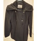GUESS Black Pea Coat Size S Wool Blend Double Breasted Classic Vintage 1981 Photo 0