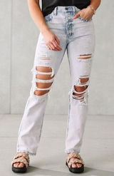 Kancan X Buckle Women’s 28 90’s Boyfriend Baggy Jeans Distressed‎ Light Wash NWT Photo 0