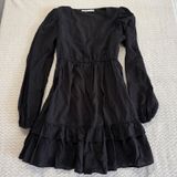 Abercrombie & Fitch Black Long Sleeve Tiered Ruffle Mini Dress XSP Petite Photo 0