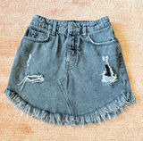 BDG Urban Outfitters Black Distressed Denim Mini Skirt XS Frayed Hem Button Fly Photo 0