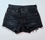 Levi’s 501 High-Rise Denim Cutoff Shorts - Women Size 24 - Black Distressed Photo 0