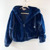 Philosophy Full Zip Hooded Faux Fur Jacket Navy Blue Small Photo 0
