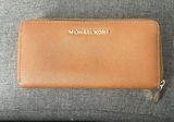 Michael Kors Tan Leather Zip Wallet with Gold Logo Photo 0