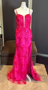 Women’s Pink Mermaid Fit Prom Party Dress Sparkly Sequins Lace Up Back Size 6 Photo 0