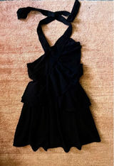 The Impeccable Pig Black Halter Ruffle Mini Dress Size S Photo 0