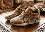 Women's Snake-Print Fringe Sneakers Leather Made in Italy Size 7.5 Photo 0
