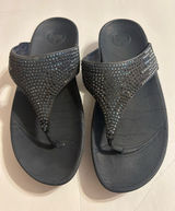 FitFlop black Crystal-Embellished Toe-Post Sandals Photo 0