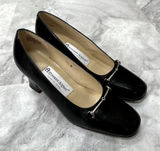 Vintage Etienne Aigner Horse Bit Size 5.5 Black‎ Pumps Block Heel Career Photo 0