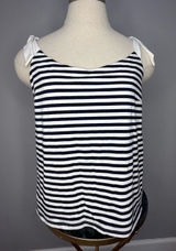 J. Crew Navy and White Striped Tie-Shoulder Tank Photo 0