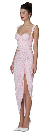 ADEIRLINA You Are Firework Floral Corset Midi Dress Pink‎ NWT XS Photo 0
