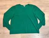 Cato Green Knit Sweater Crew Neck Sz XLarge XL Puff Sleeve Ribbed Cuff Pullover Photo 0