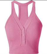 Pro-Fit Women's Seamless Ribbed Crop Tank Top Pink Size L Photo 0